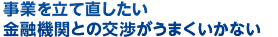 事業を立て直したい 金融機関との交渉がうまくいかない